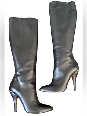 Gucci Black Leather Stiletto Boots - Women